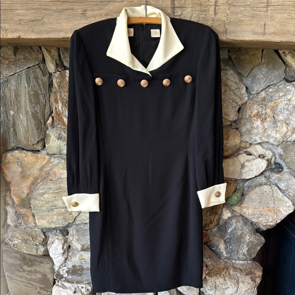 Dana Buchman VTG Black & White Sheath Dress NWOT Women’s Size 4